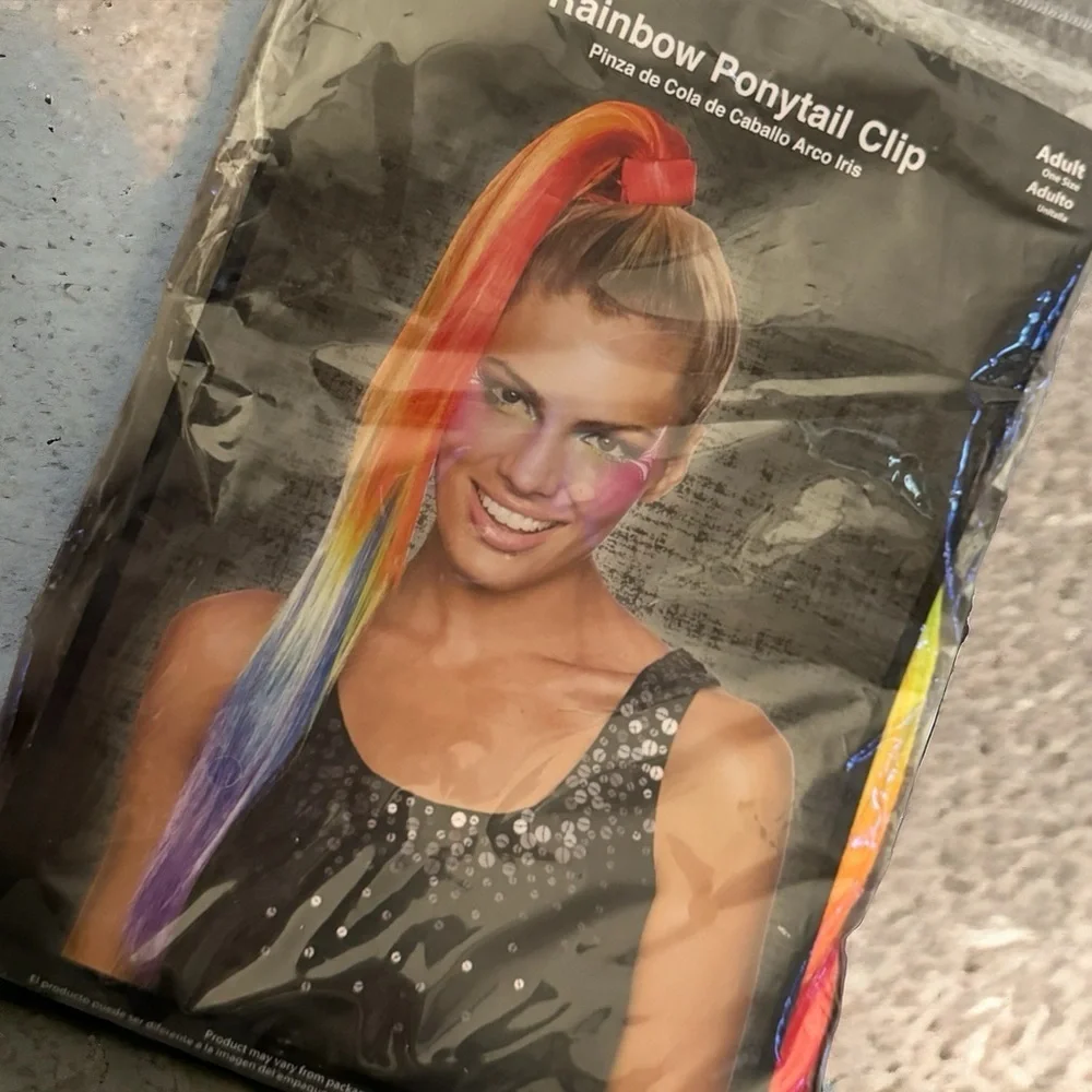 Rainbow Ponytail Hair Extension Clip NIP Pride Festival Costume Cosplay